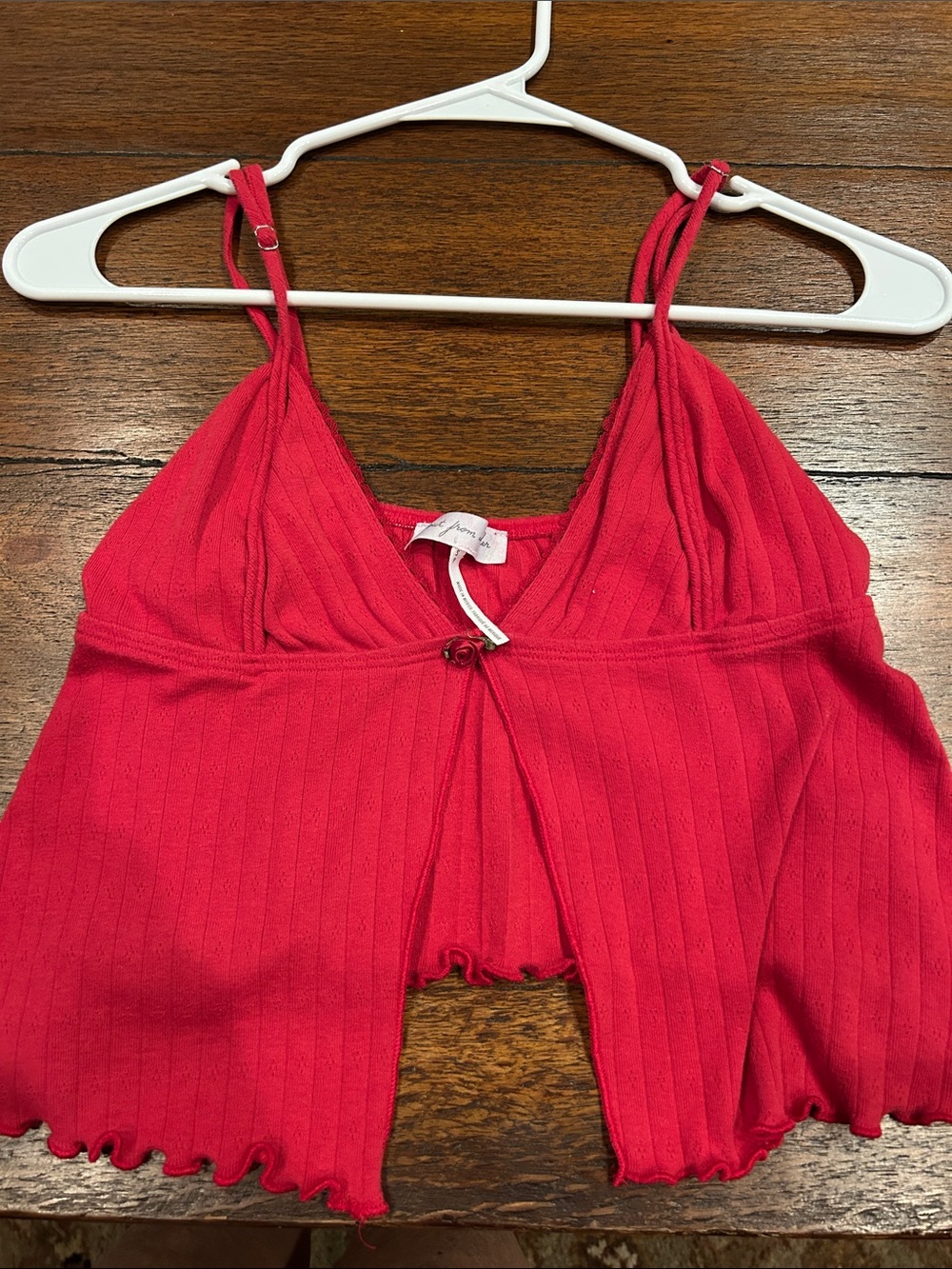 Urban Outfitters Red Ribbed Spaghetti Strap Camisole